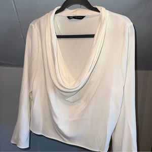 ZARA Scuba Neck Blouse